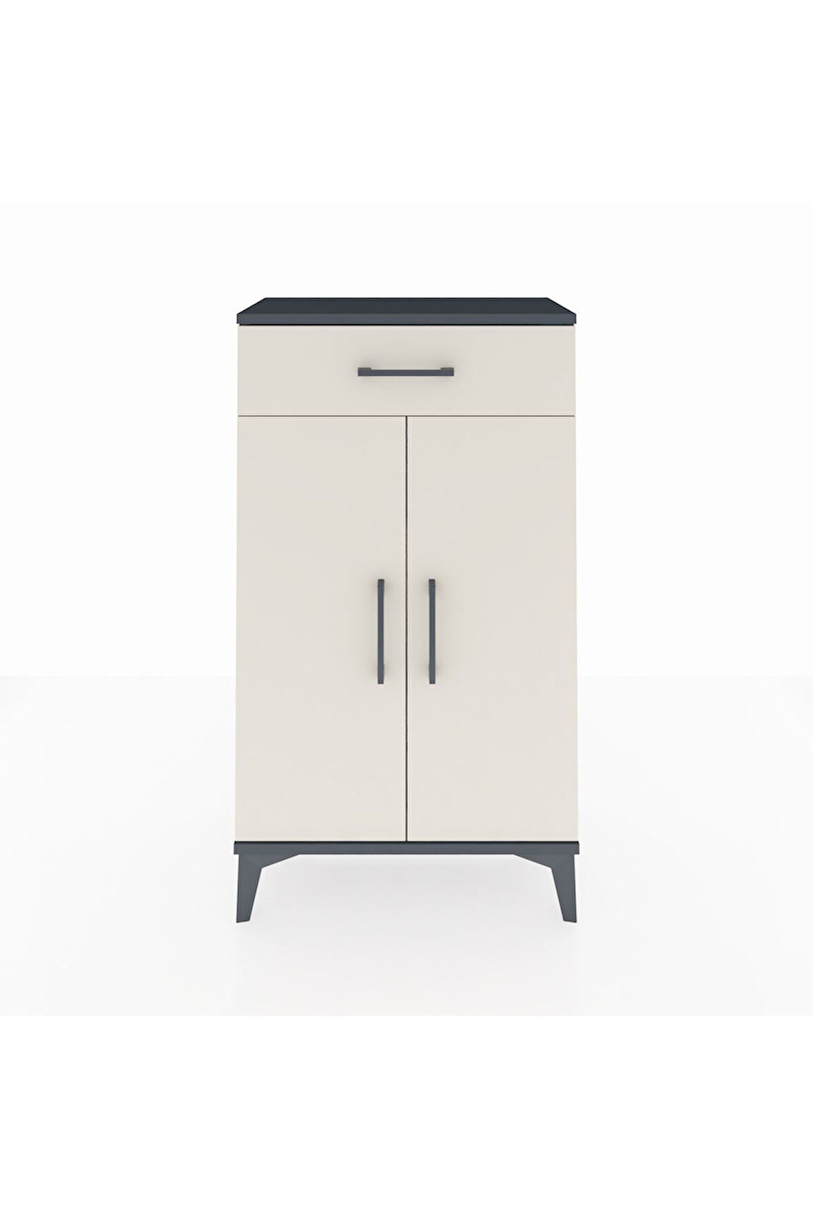 Arges Komodin 2 Raflı Tek Çekmeceli 2 Kapaklı 60x30x106 Antrasit-Aytaşı