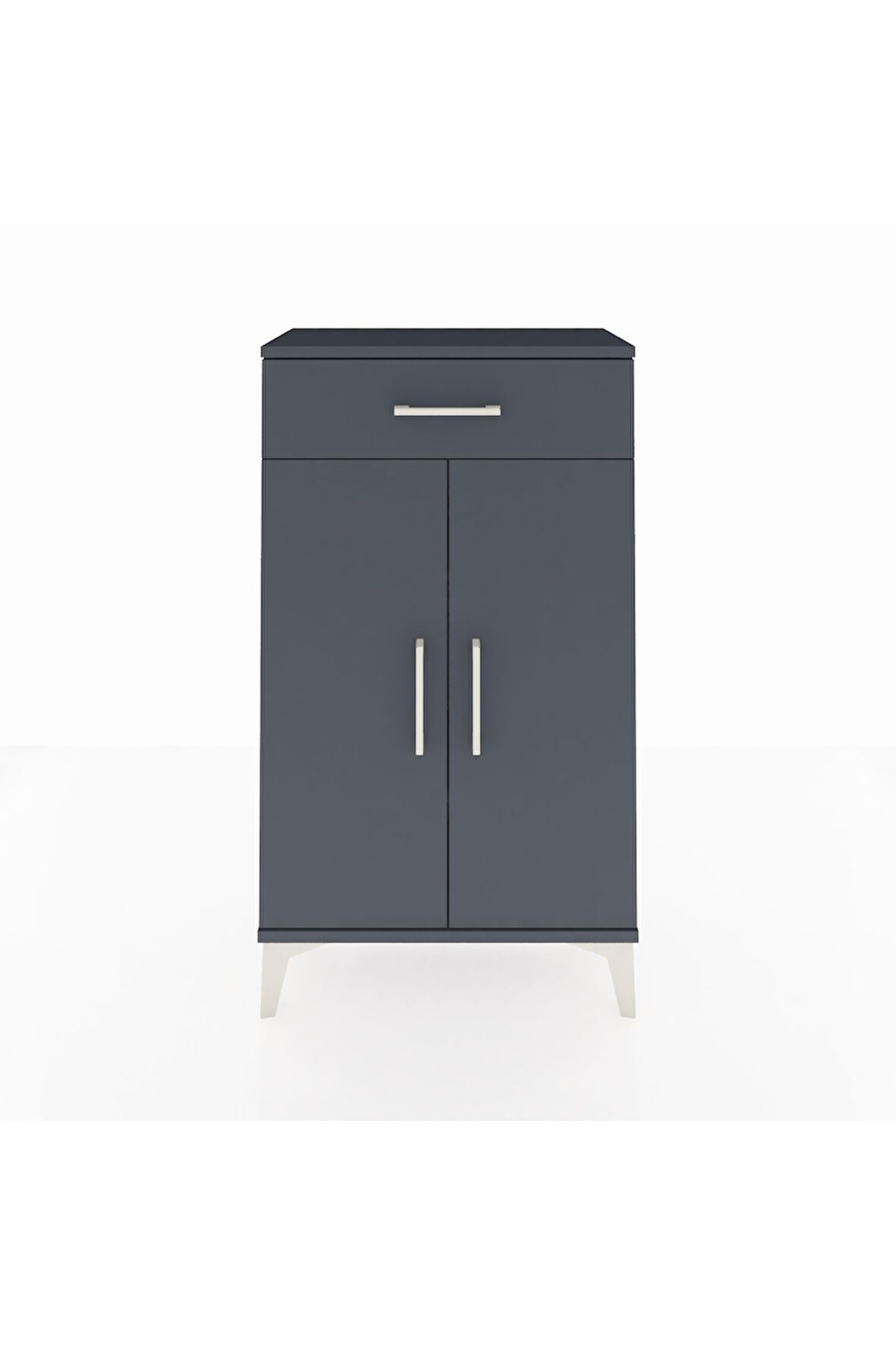 Arges Komodin 2 Raflı Tek Çekmeceli 2 Kapaklı 60x30x106 Antrasit-Antrasit