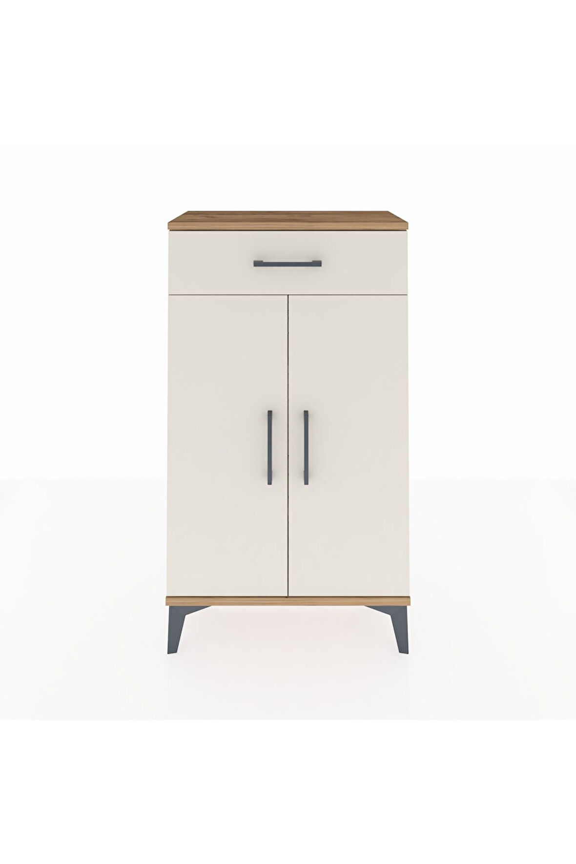 Arges Komodin 2 Raflı Tek Çekmeceli 2 Kapaklı 60x30x106 Çam-Aytaşı