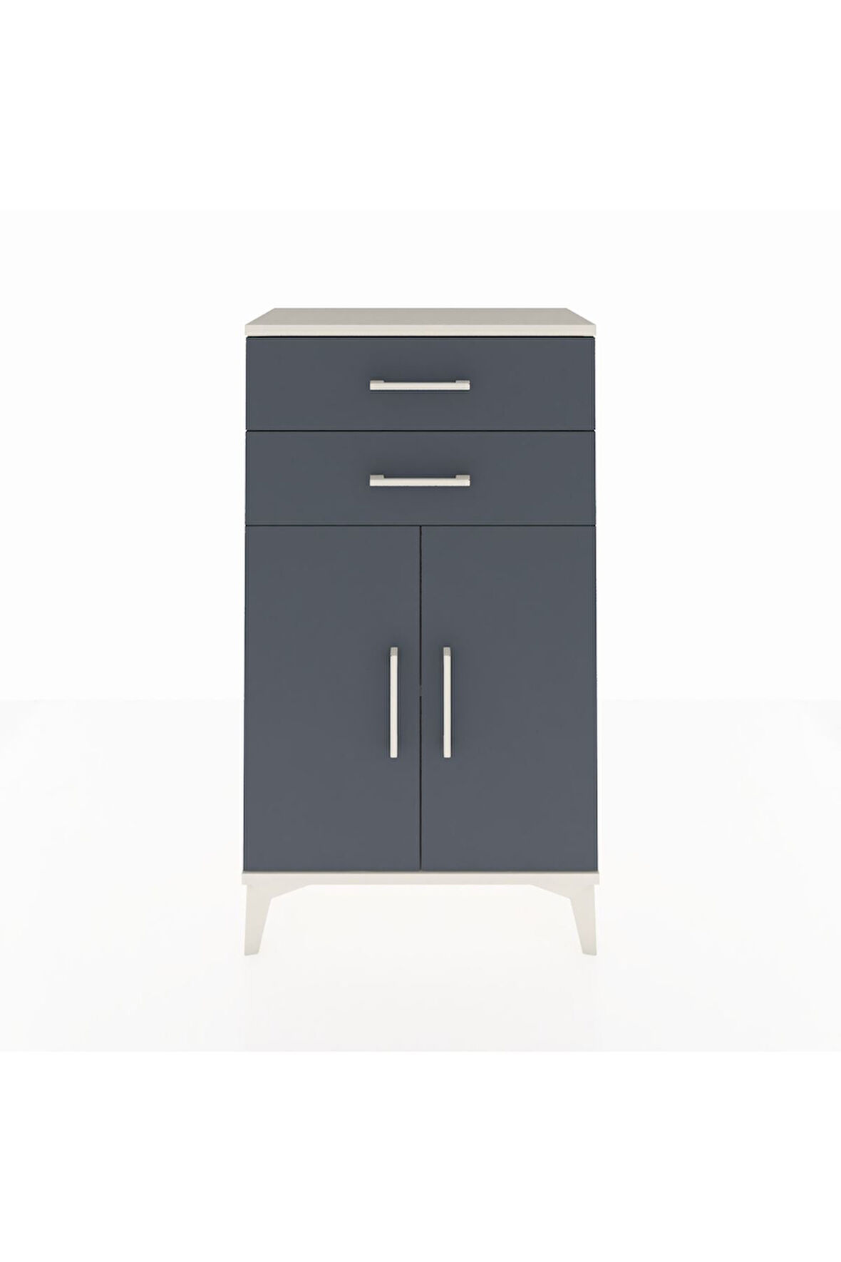 Arges Komodin Tek Raflı 2 Çekmeceli 2 Kapaklı 60x30x106 Aytaşı-Antrasit