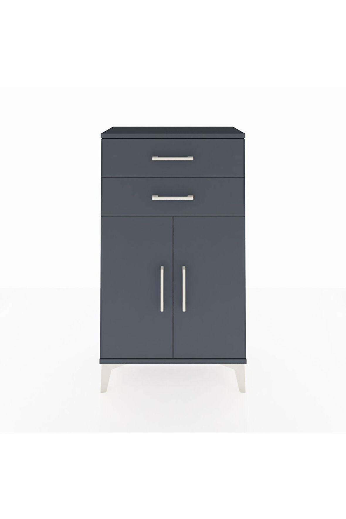 Arges Komodin Tek Raflı 2 Çekmeceli 2 Kapaklı 60x30x106 Antrasit-Antrasit