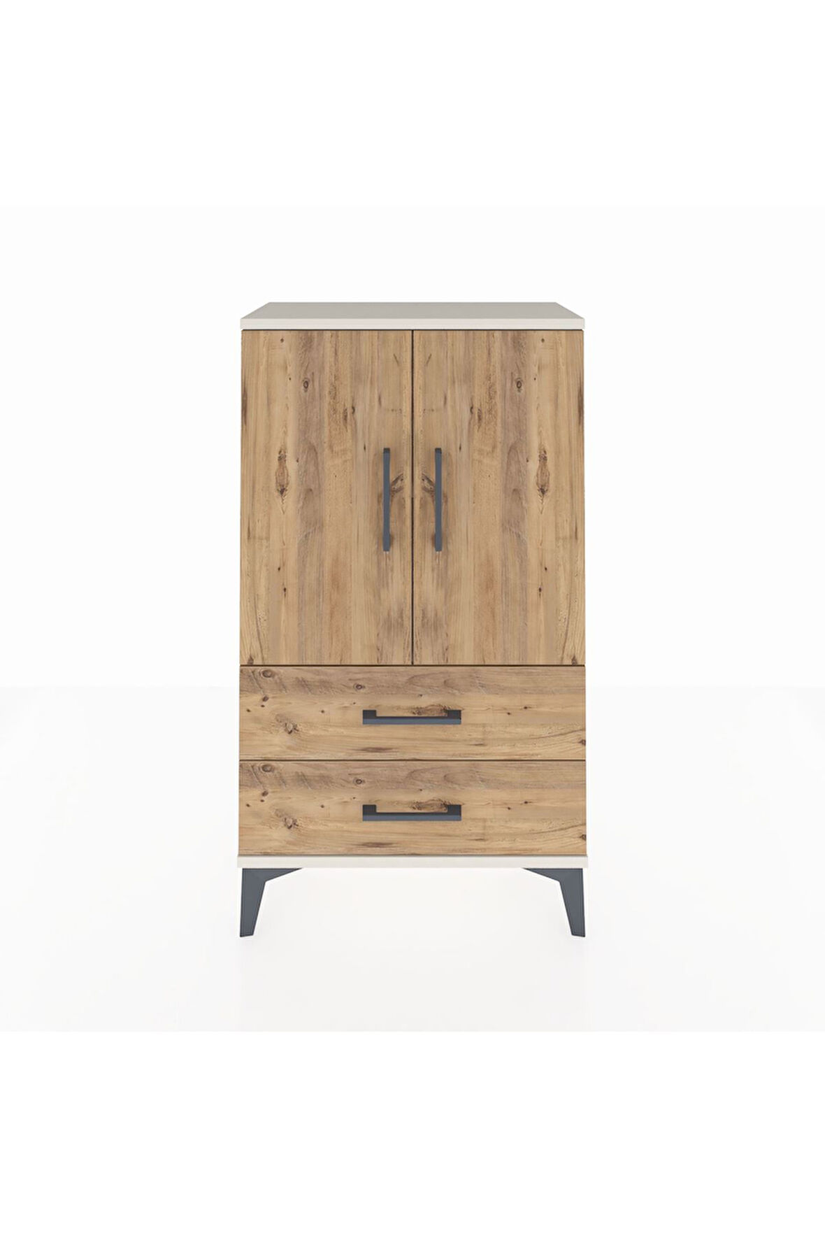 Arges Komodin 2 Raflı 2 Çekmeceli 2 Kapaklı 60x30x106 Aytaşı-Çam