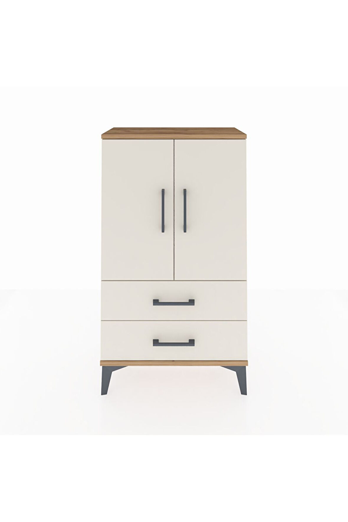 Arges Komodin 2 Raflı 2 Çekmeceli 2 Kapaklı 60x30x106 Çam-Aytaşı