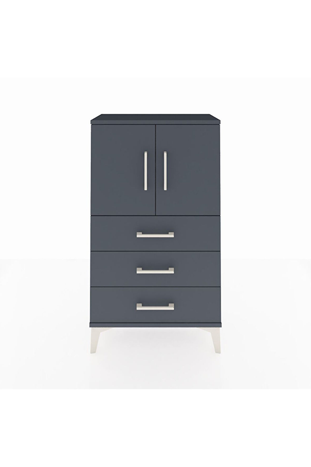 Arges Komodin 2 Raflı 3 Çekmeceli 2 Kapaklı 60x30x106 Antrasit-Antrasit