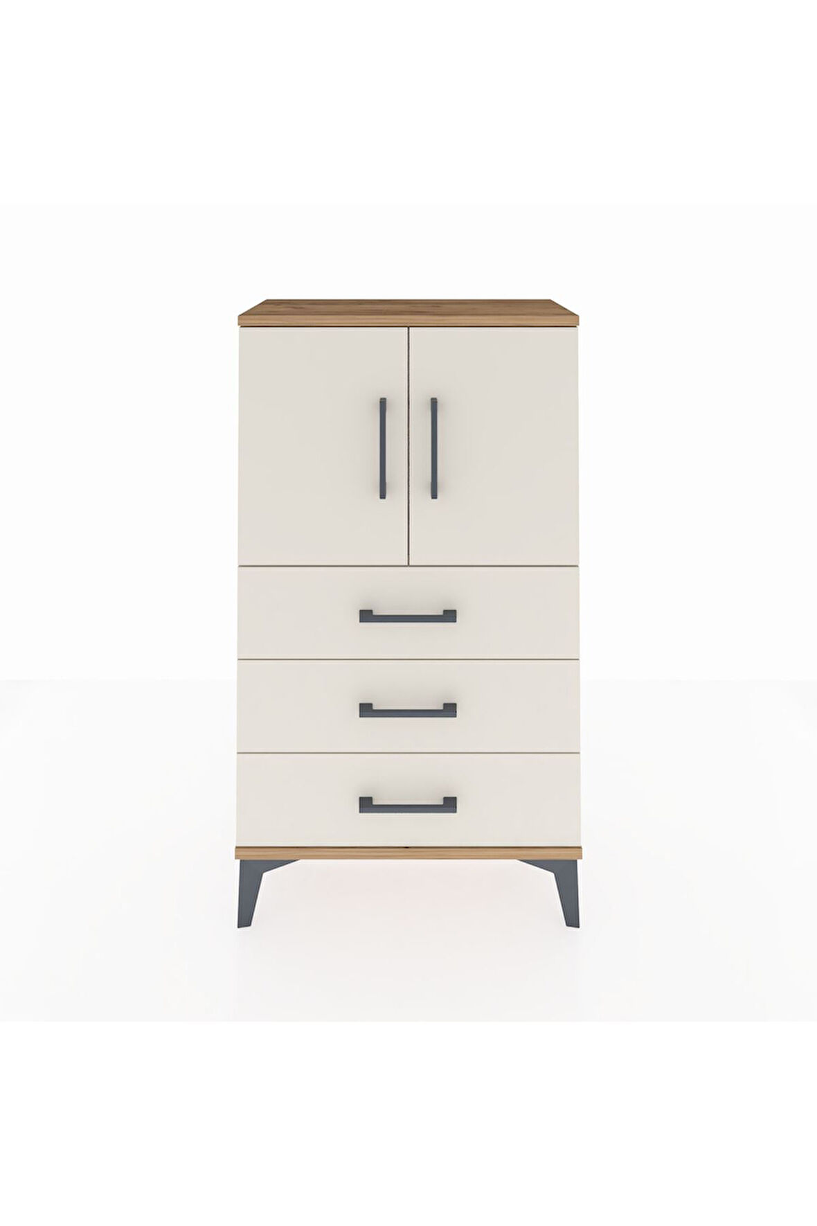 Arges Komodin 2 Raflı 3 Çekmeceli 2 Kapaklı 60x30x106 Çam-Aytaşı