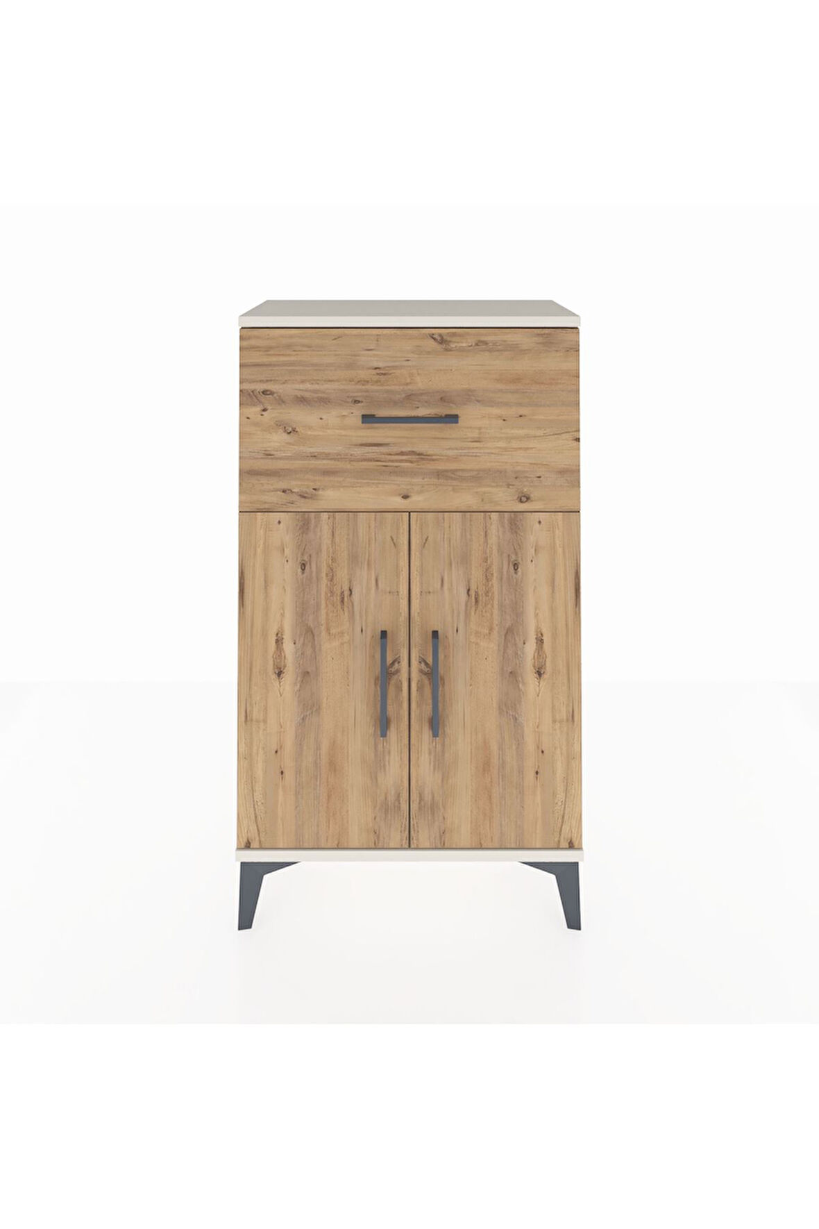 Arges Komodin Tek Raflı Tek Çekmeceli 2 Kapaklı 60x30x106 Aytaşı-Çam