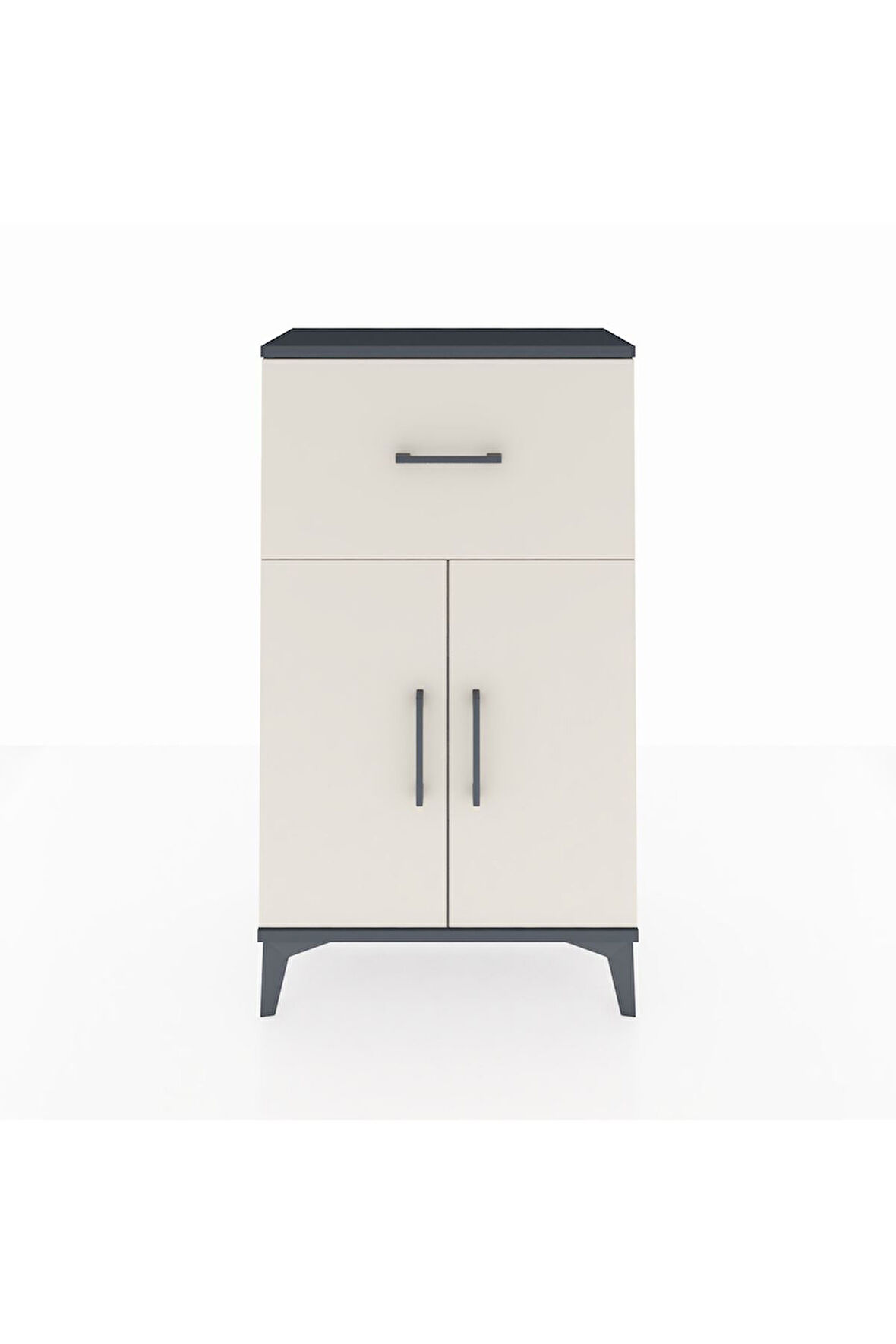 Arges Komodin Tek Raflı Tek Çekmeceli 2 Kapaklı 60x30x106 Antrasit-Aytaşı