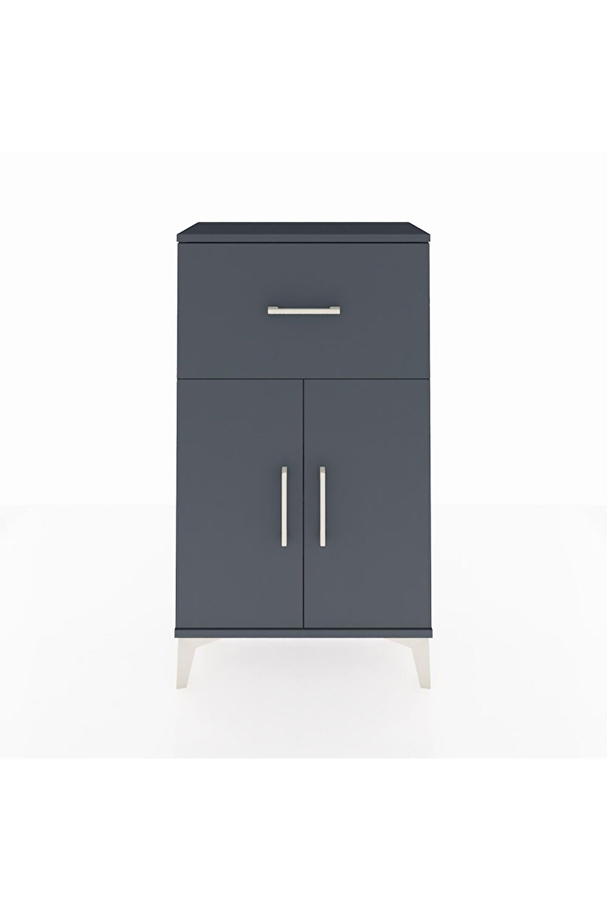 Arges Komodin Tek Raflı Tek Çekmeceli 2 Kapaklı 60x30x106 Antrasit-Antrasit