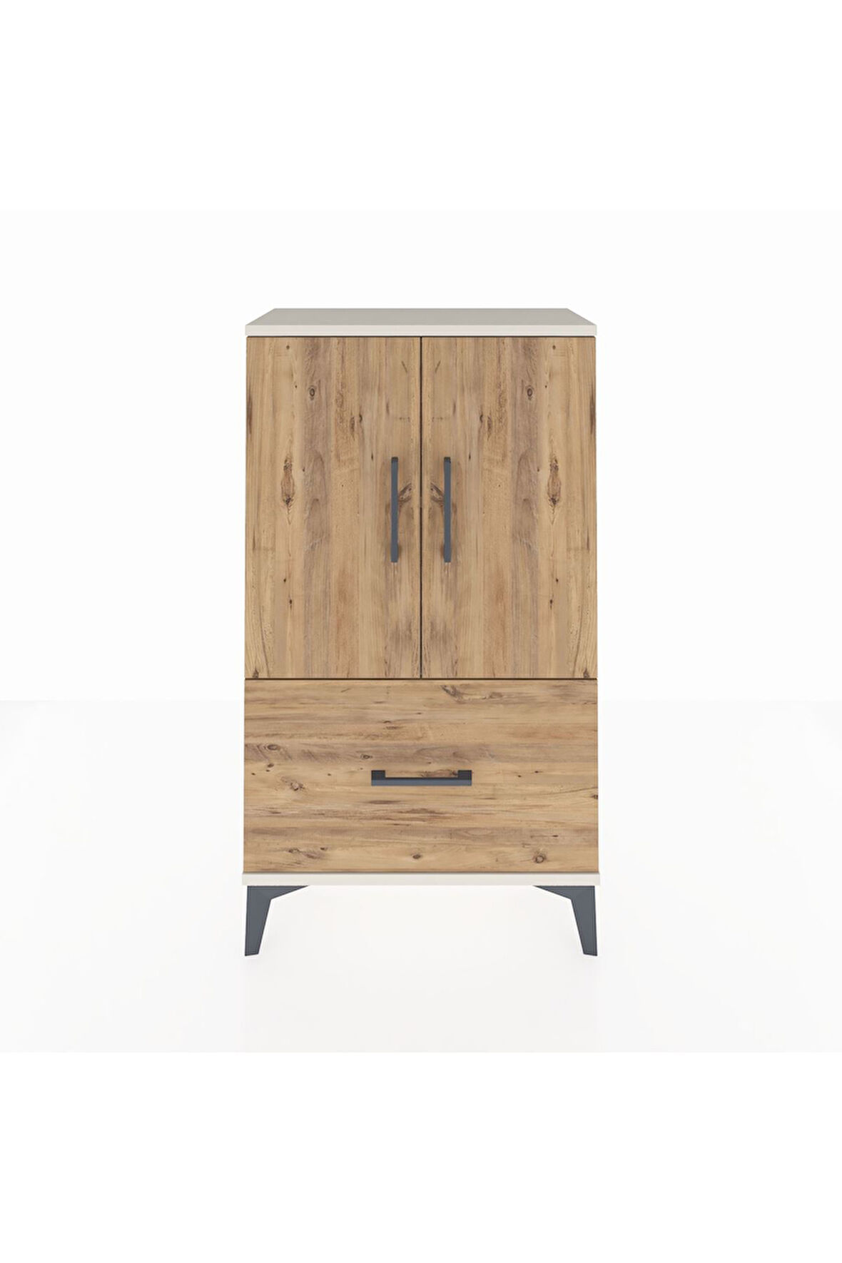 Arges Komodin 2 Raflı Tek Çekmeceli 2 Kapaklı 60x30x106 Aytaşı-Çam