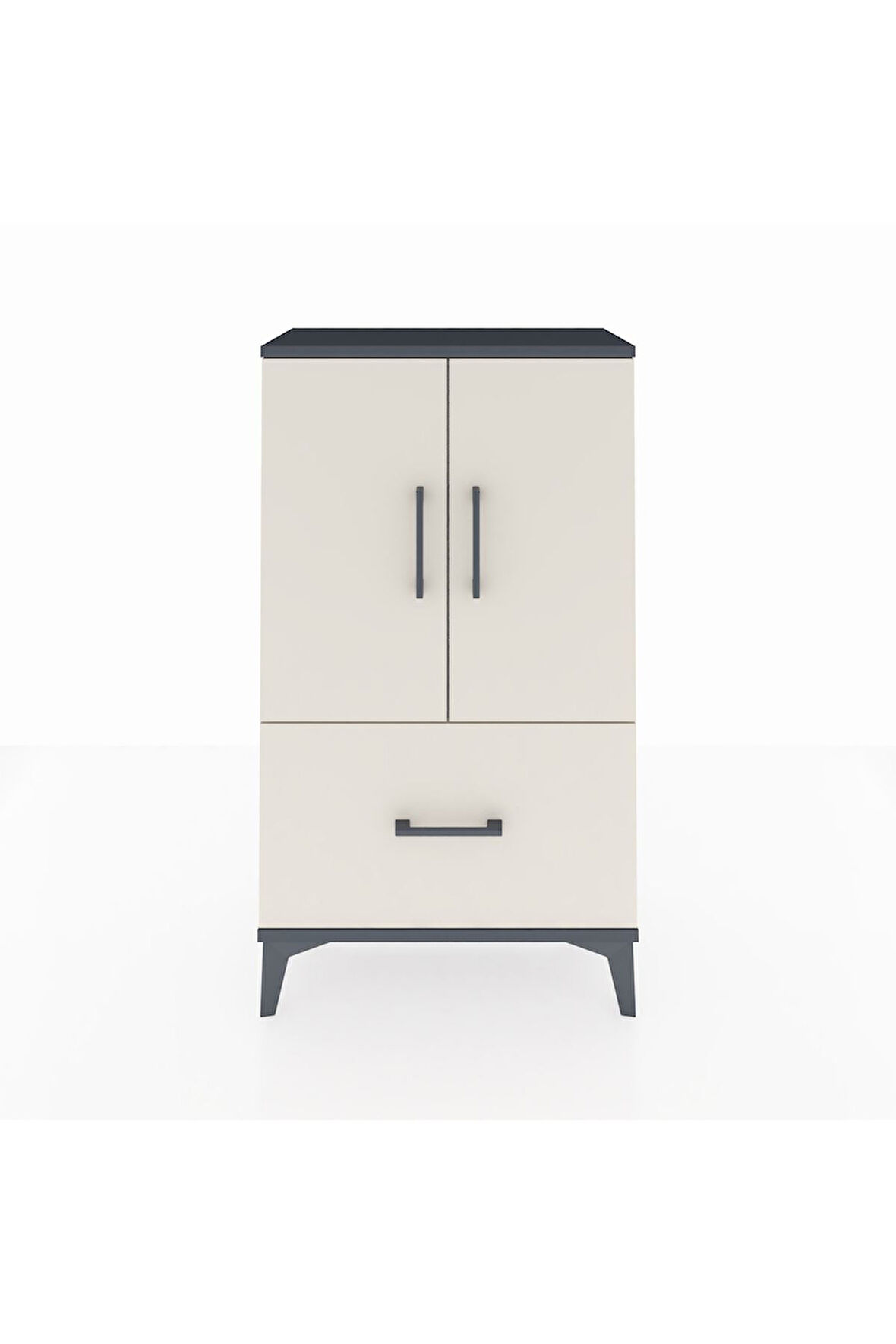 Arges Komodin 2 Raflı Tek Çekmeceli 2 Kapaklı 60x30x106 Antrasit-Aytaşı