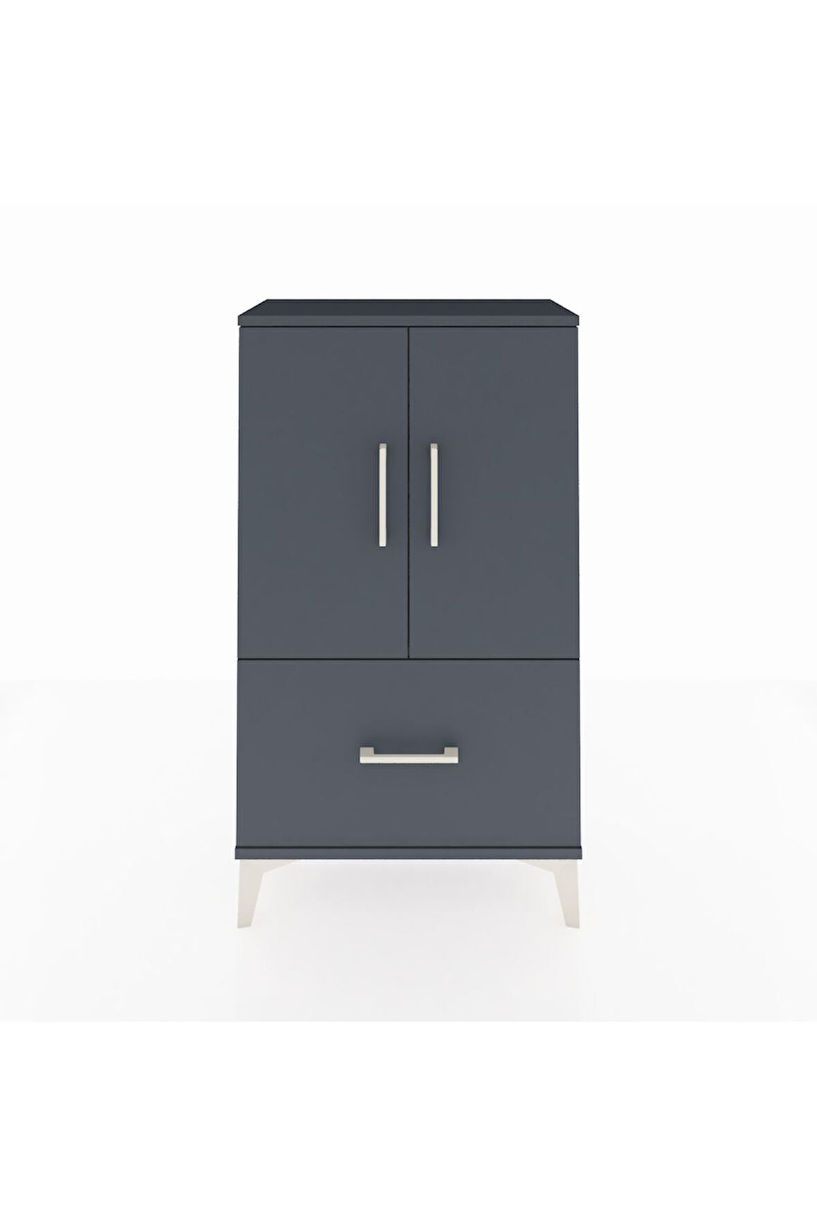 Arges Komodin 2 Raflı Tek Çekmeceli 2 Kapaklı 60x30x106 Antrasit-Antrasit