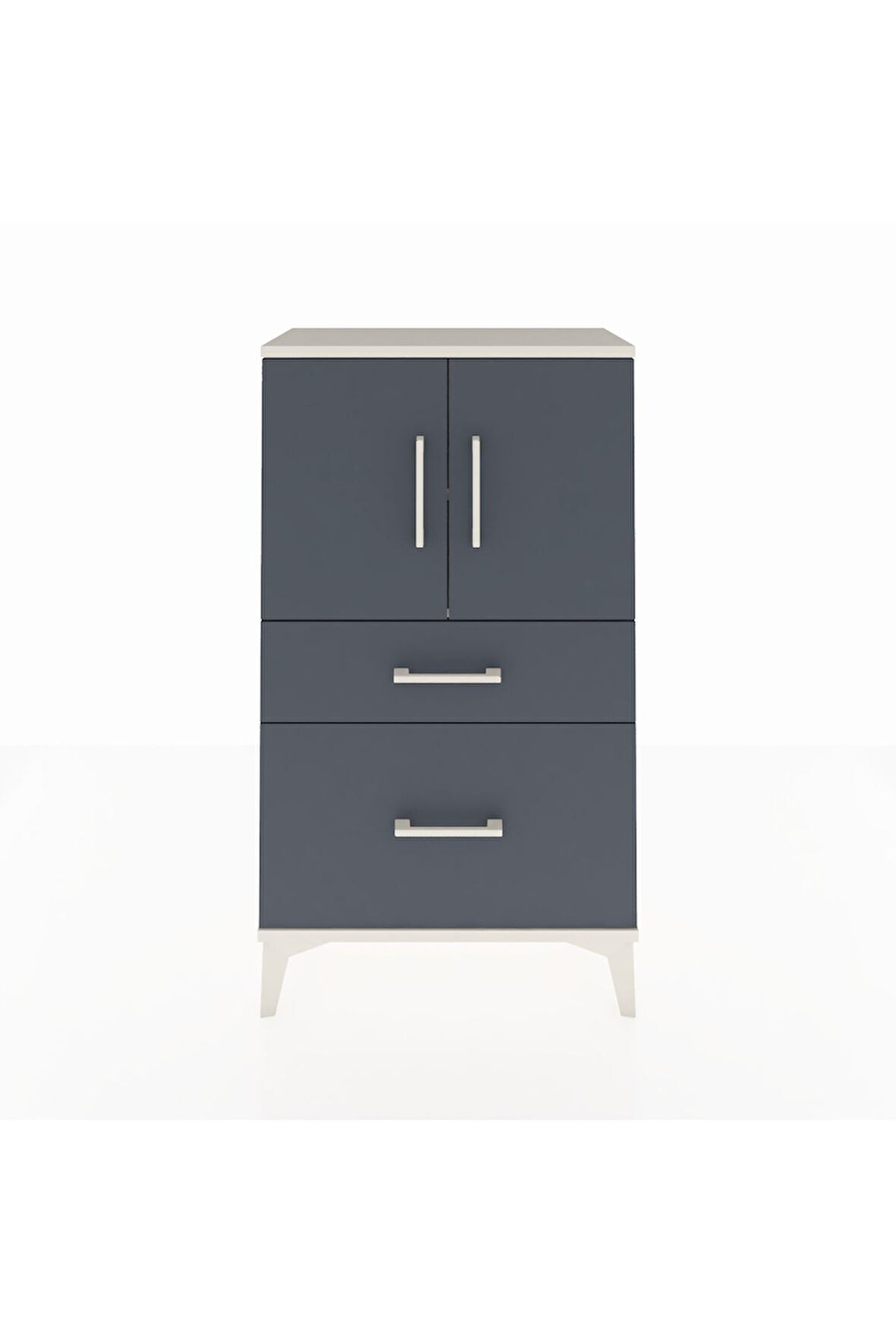 Arges Komodin 2 Raflı 2 Çekmeceli 2 Kapaklı 60x30x106 Aytaşı-Antrasit