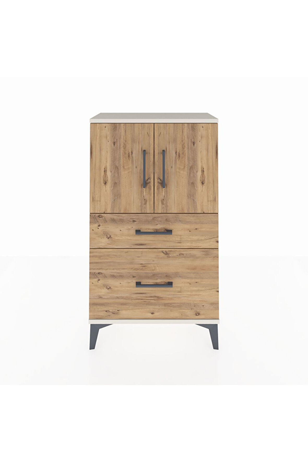 Arges Komodin 2 Raflı 2 Çekmeceli 2 Kapaklı 60x30x106 Aytaşı-Çam