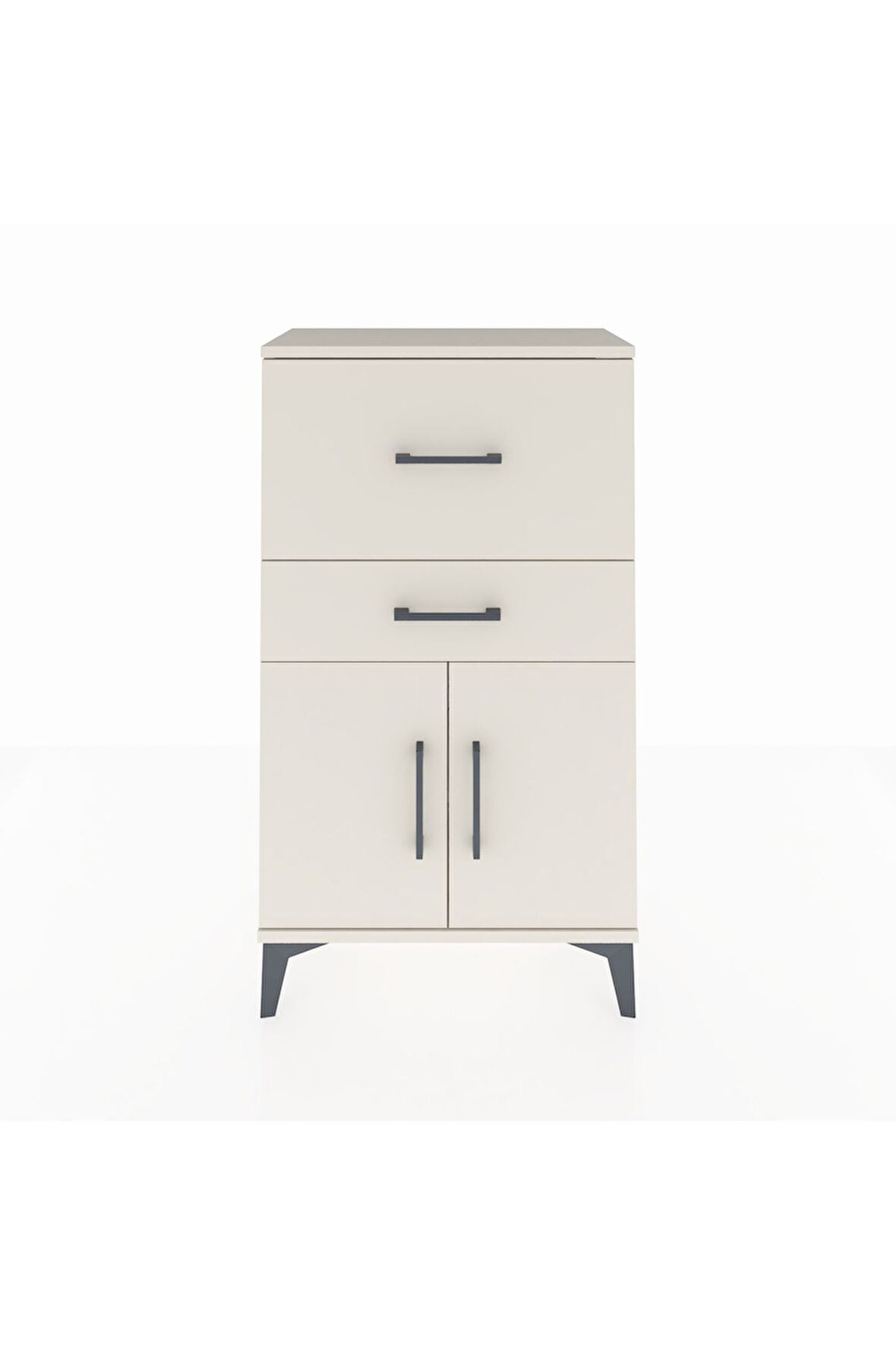 Arges Komodin Tek Raflı 2 Çekmeceli 2 Kapaklı 60x30x106 Aytaşı-Aytaşı