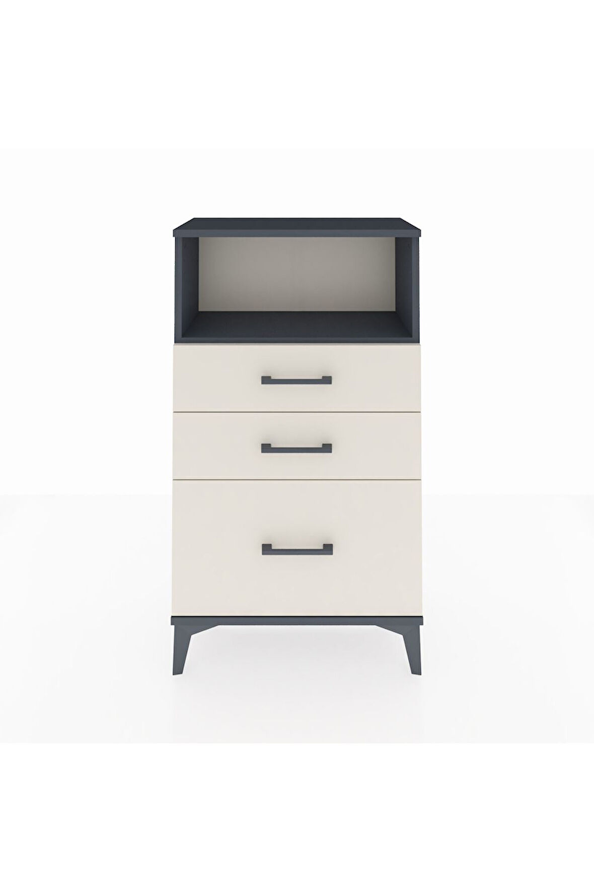 Arges Komodin Tek Raflı 3 Çekmeceli 60x30x106 Antrasit-Aytaşı