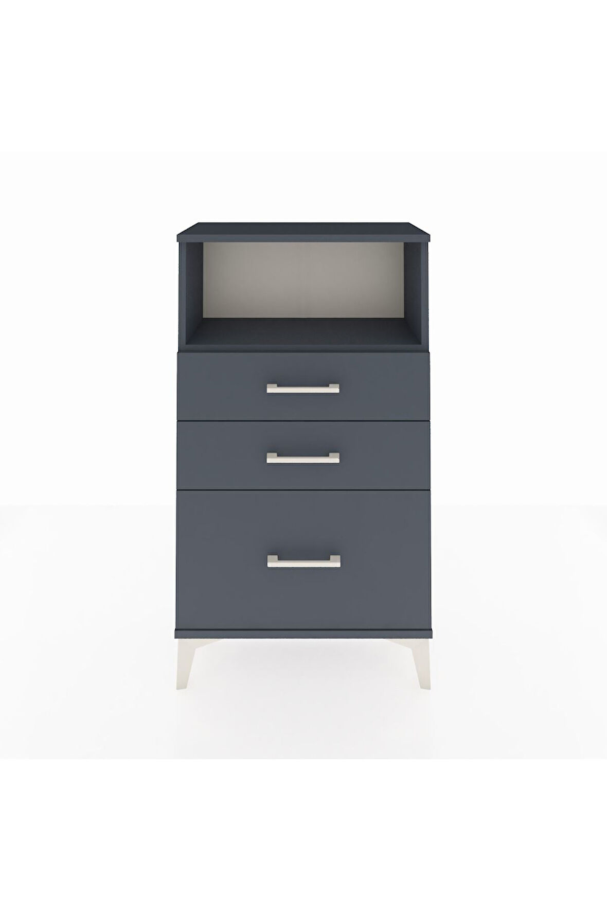 Arges Komodin Tek Raflı 3 Çekmeceli 60x30x106 Antrasit-Antrasit