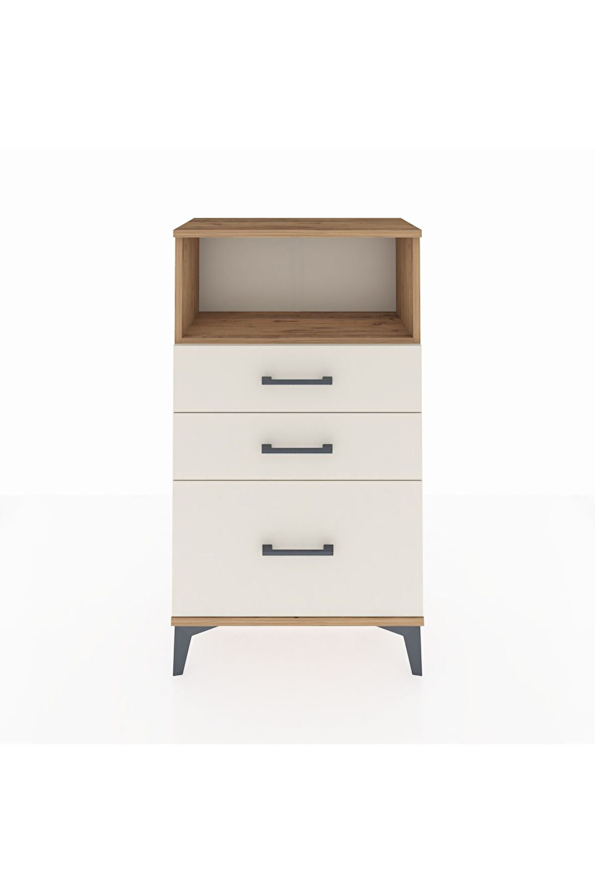 Arges Komodin Tek Raflı 3 Çekmeceli 60x30x106 Çam-Aytaşı