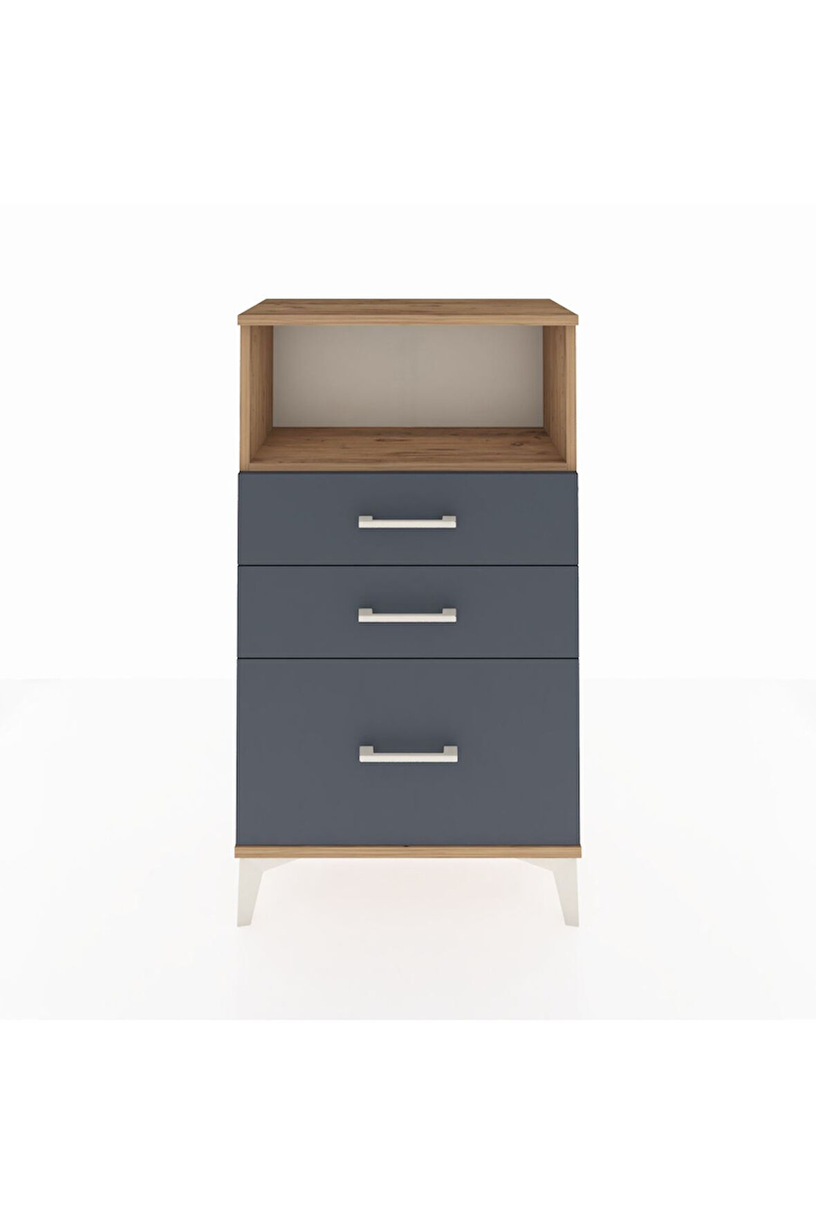 Arges Komodin Tek Raflı 3 Çekmeceli 60x30x106 Çam-Antrasit