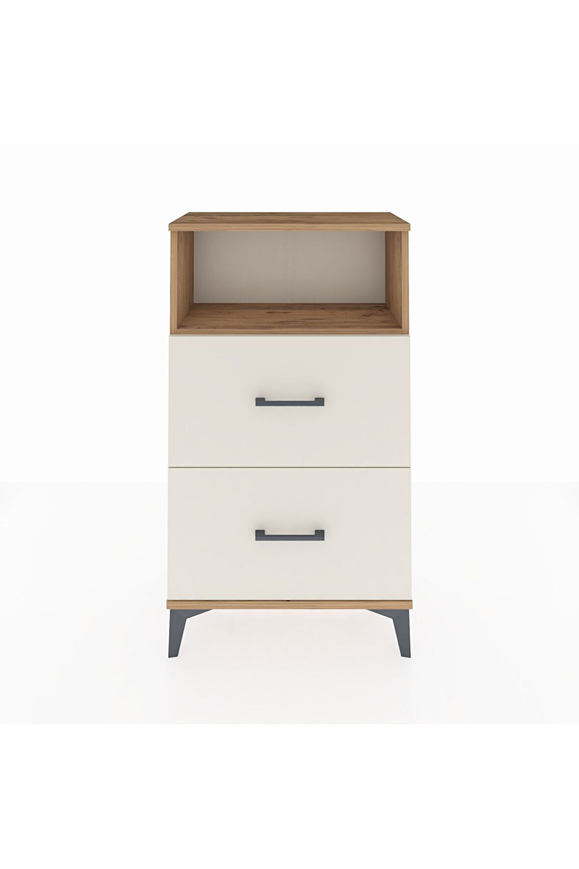 Arges Komodin Tek Raflı 2 Çekmeceli 60x30x106 Çam-Aytaşı