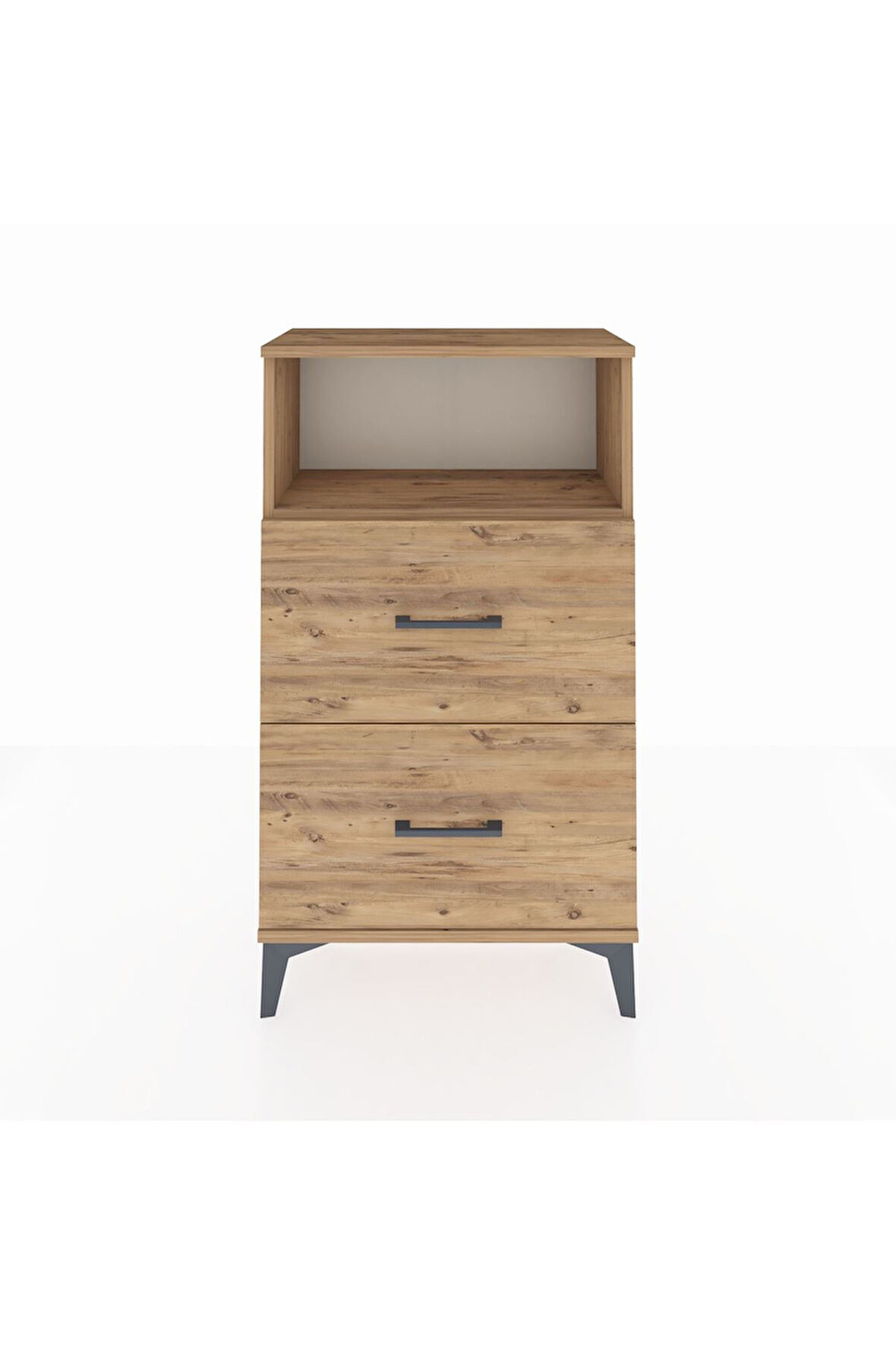 Arges Komodin Tek Raflı 2 Çekmeceli 60x30x106 Çam-Çam