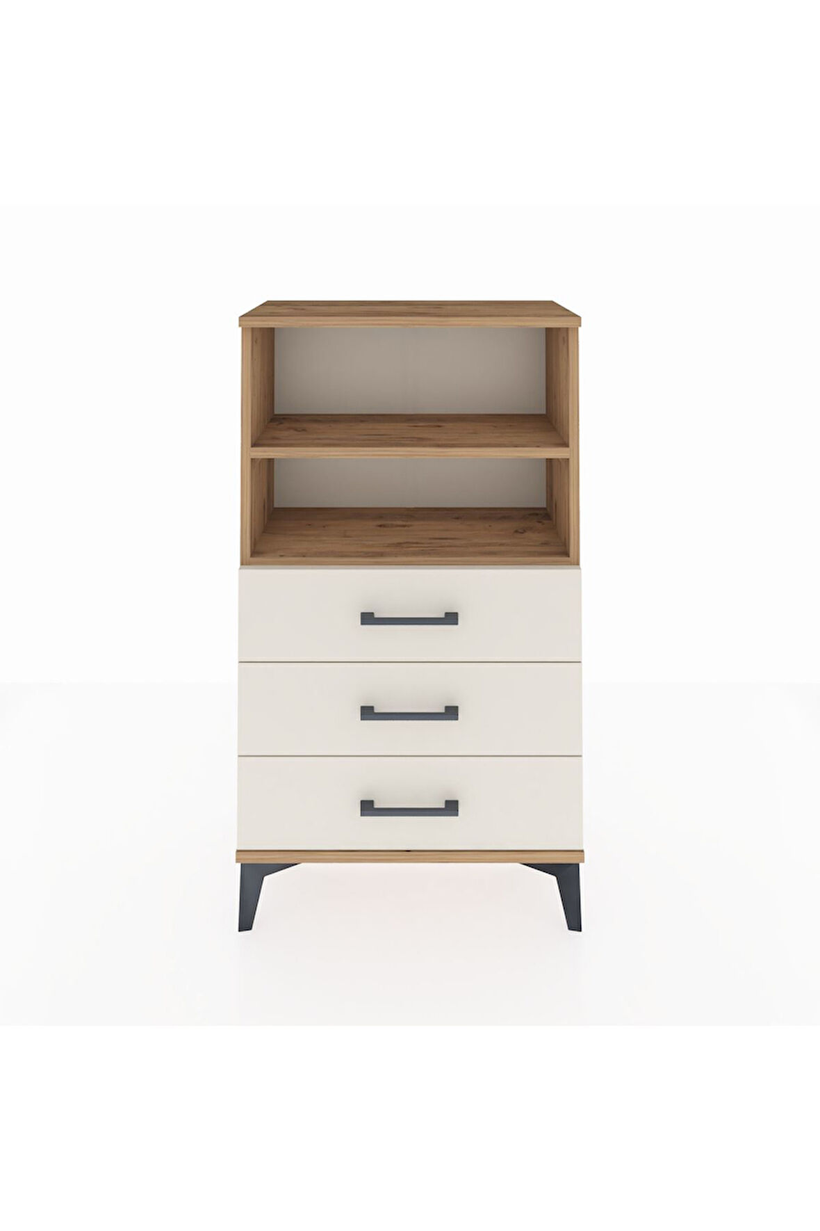 Arges Komodin 2 Raflı 3 Çekmeceli 60x30x106 Çam-Aytaşı