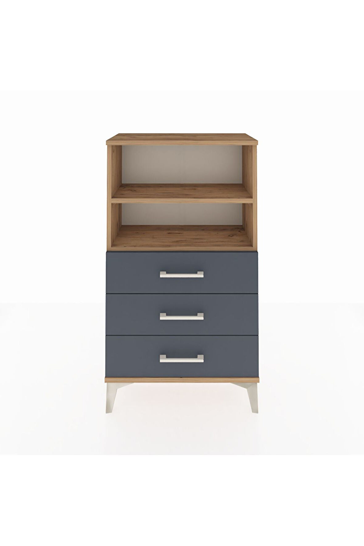 Arges Komodin 2 Raflı 3 Çekmeceli 60x30x106 Çam-Antrasit