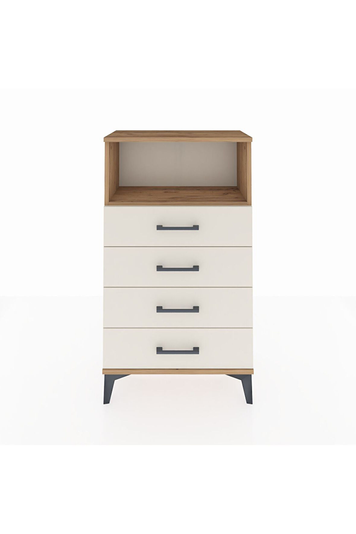 Arges Komodin Tek Raflı 4 Çekmeceli 60x30x106 Çam-Aytaşı