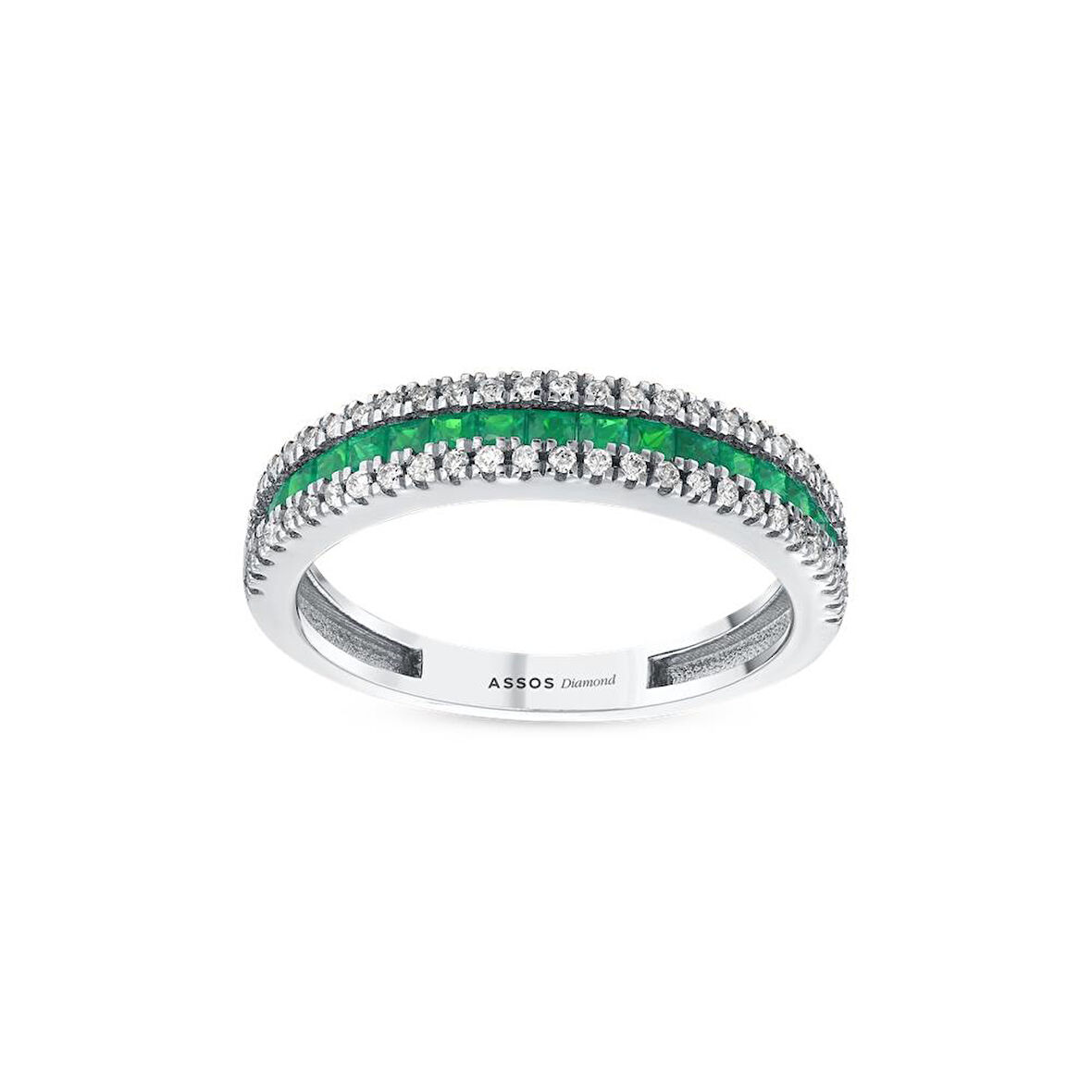 Zümrüt Taşlı Pırlanta Yüzük