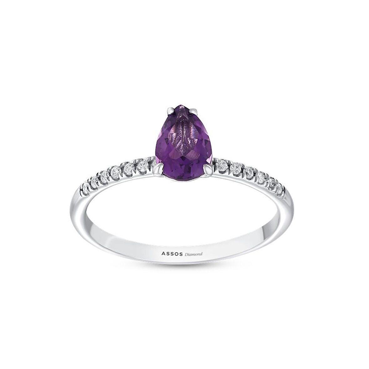 0.07 Karat Ametist Taşlı Pırlanta Yüzük