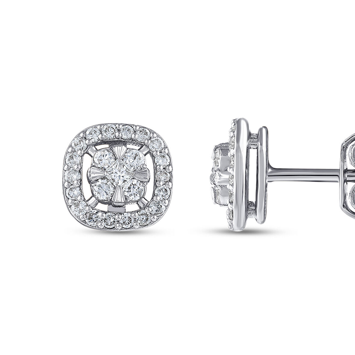 0.35 Karat Prenses Kesim Pırlanta Küpe