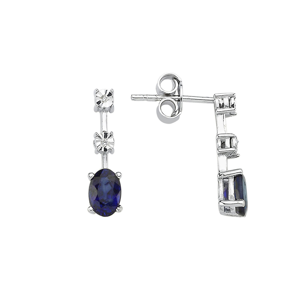 0.03 Karat Safir Taşlı Pırlanta Küpe