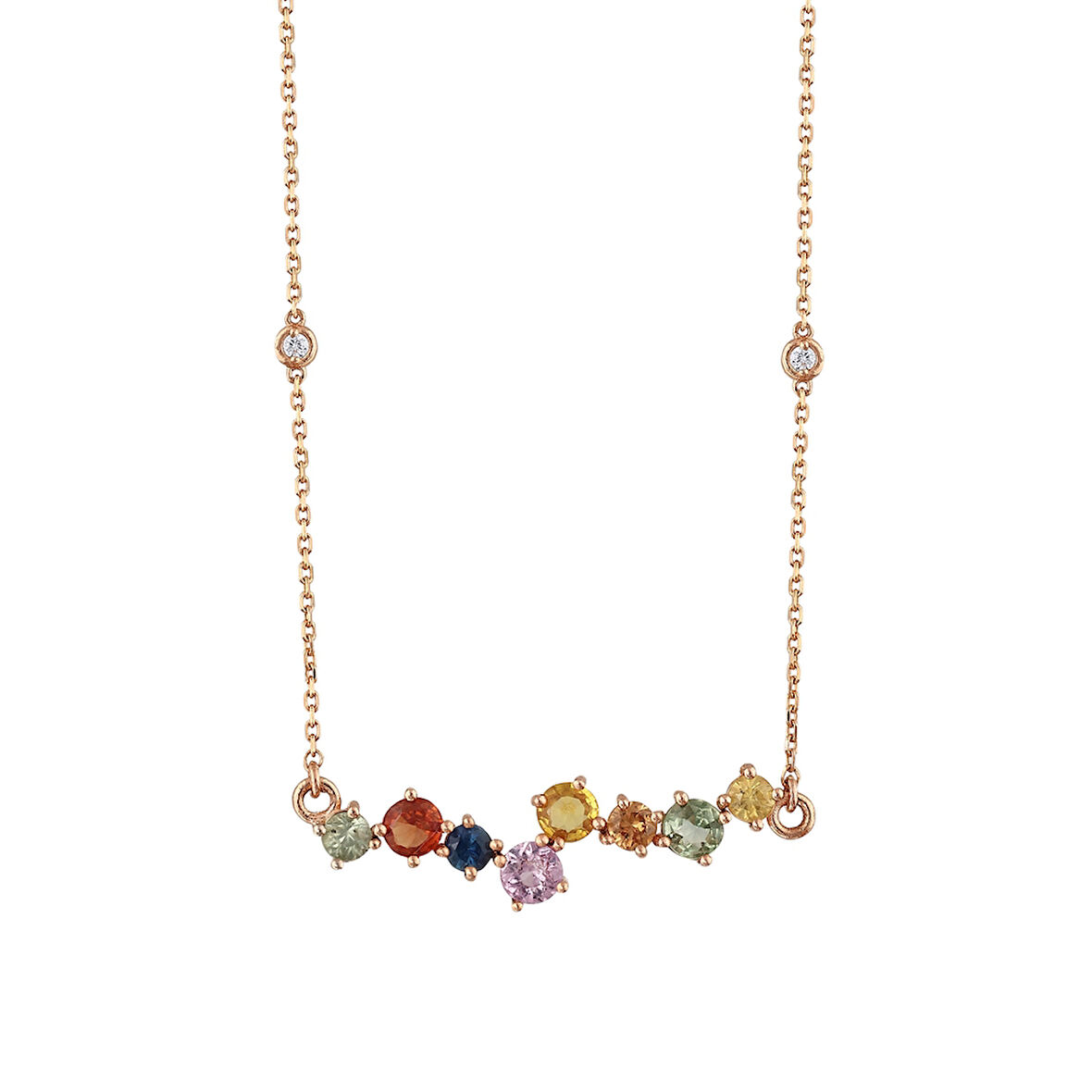 Renkli Taşlı Pırlanta Kolye