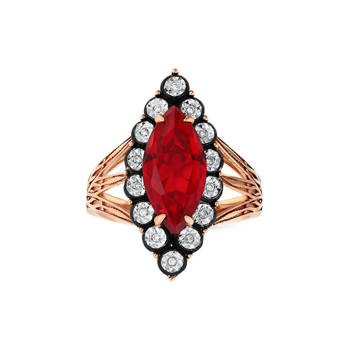 0.04 Karat Yakut Renkli Elmas Yüzük