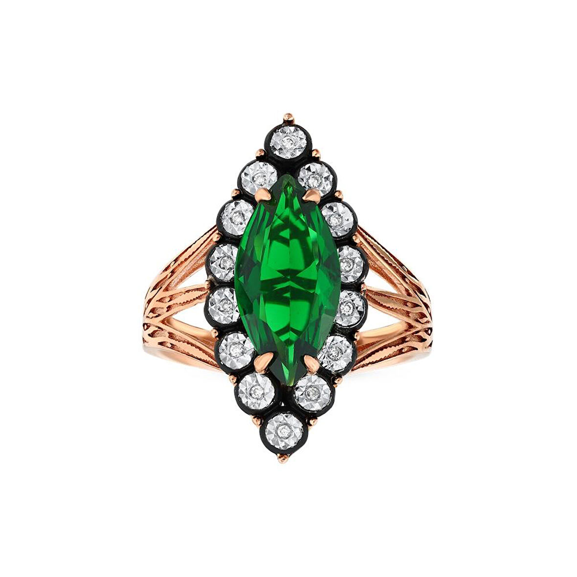 0.04 Karat Zümrüt Renkli Elmas Yüzük