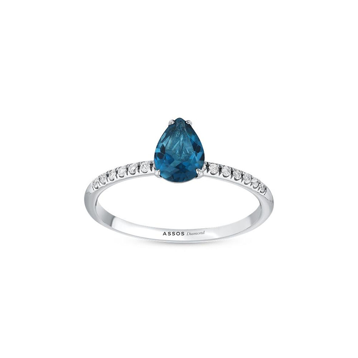 0.08 Karat London Blue Topaz Taşlı Pırlanta Yüzük