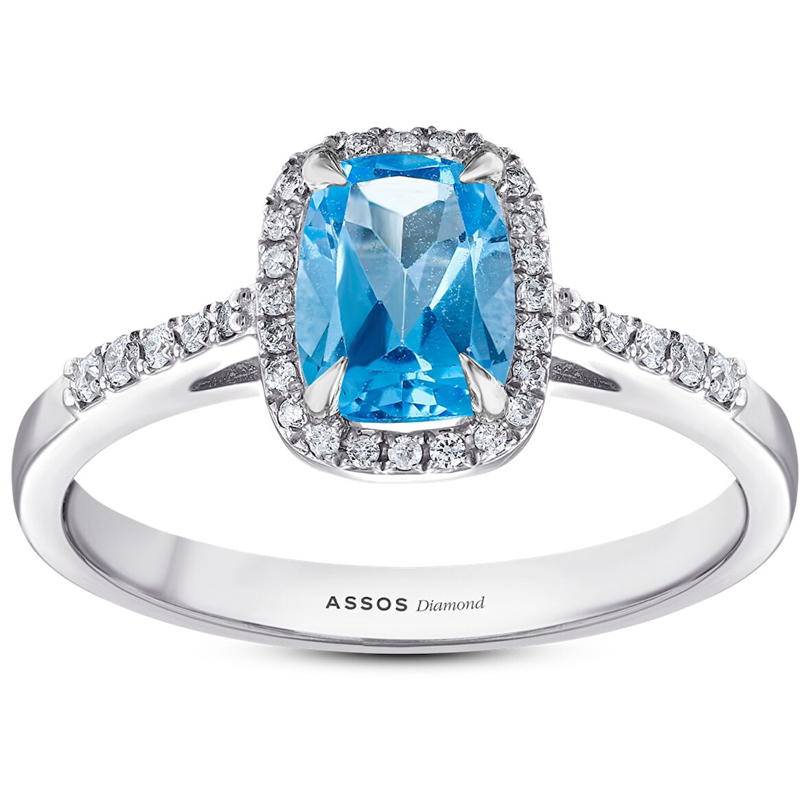 0.14 Karat Mavi Topaz Taşlı Pırlanta Yüzük