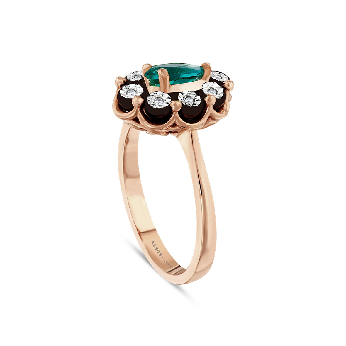 0.05 Karat Zümrüt Renkli Elmas Yüzük