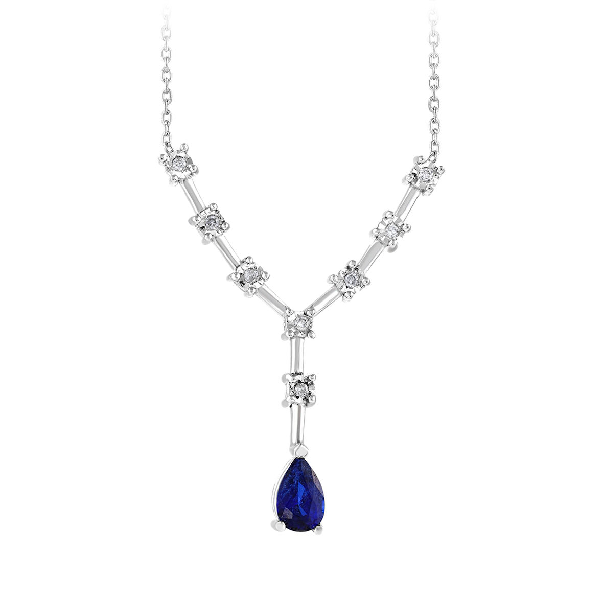0.04 Karat Damla Safir Taşlı Pırlanta Kolye