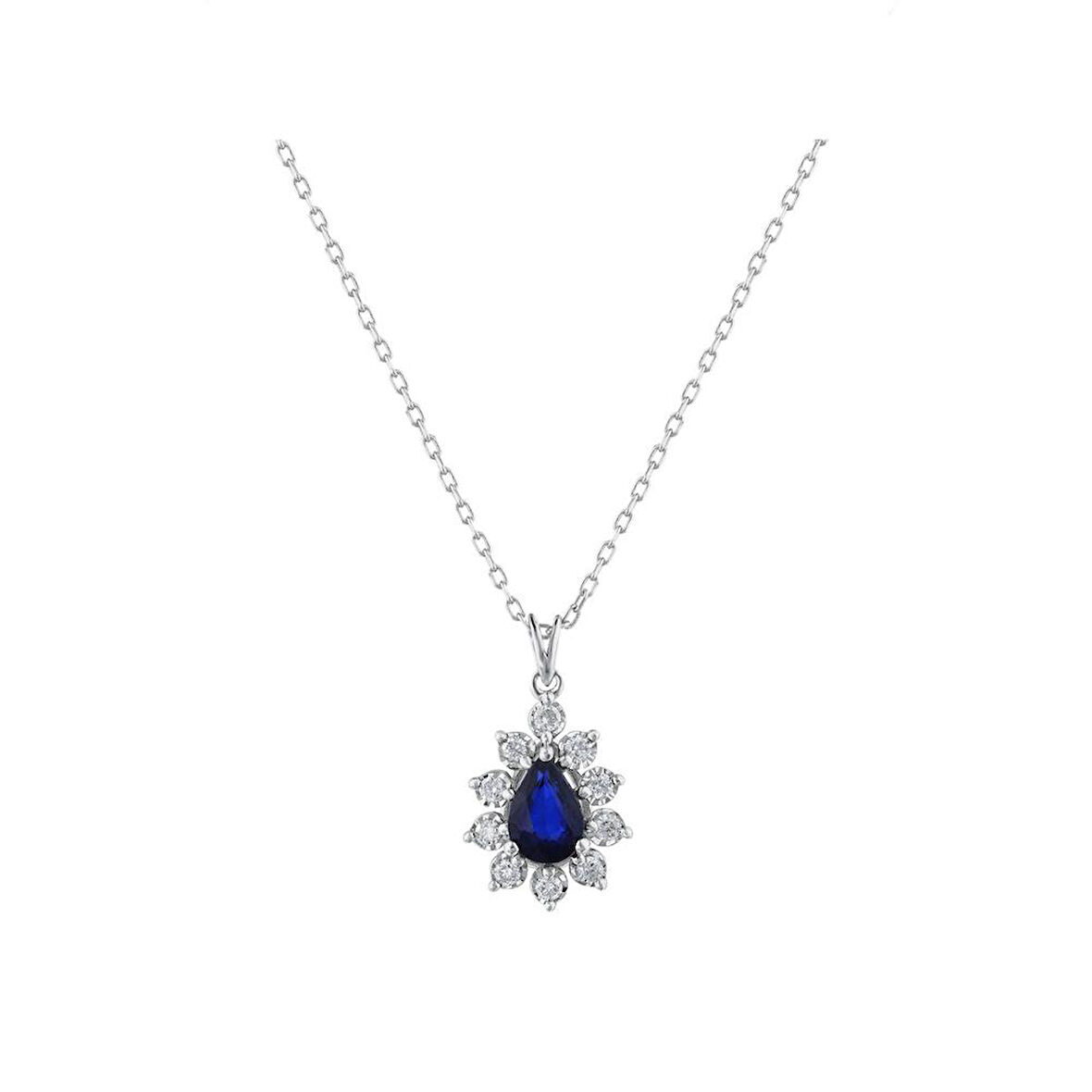 0.12 Karat Safir Taşlı Pırlanta Kolye
