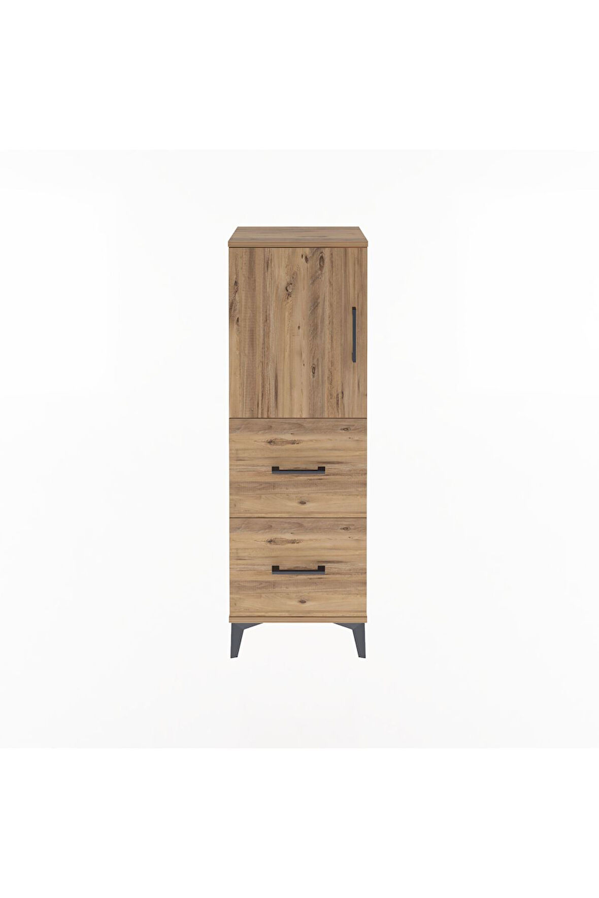 Arges Dolap 2 Raflı 2 Çekmeceli Tek Kapaklı 44x30x134 Çam-Çam