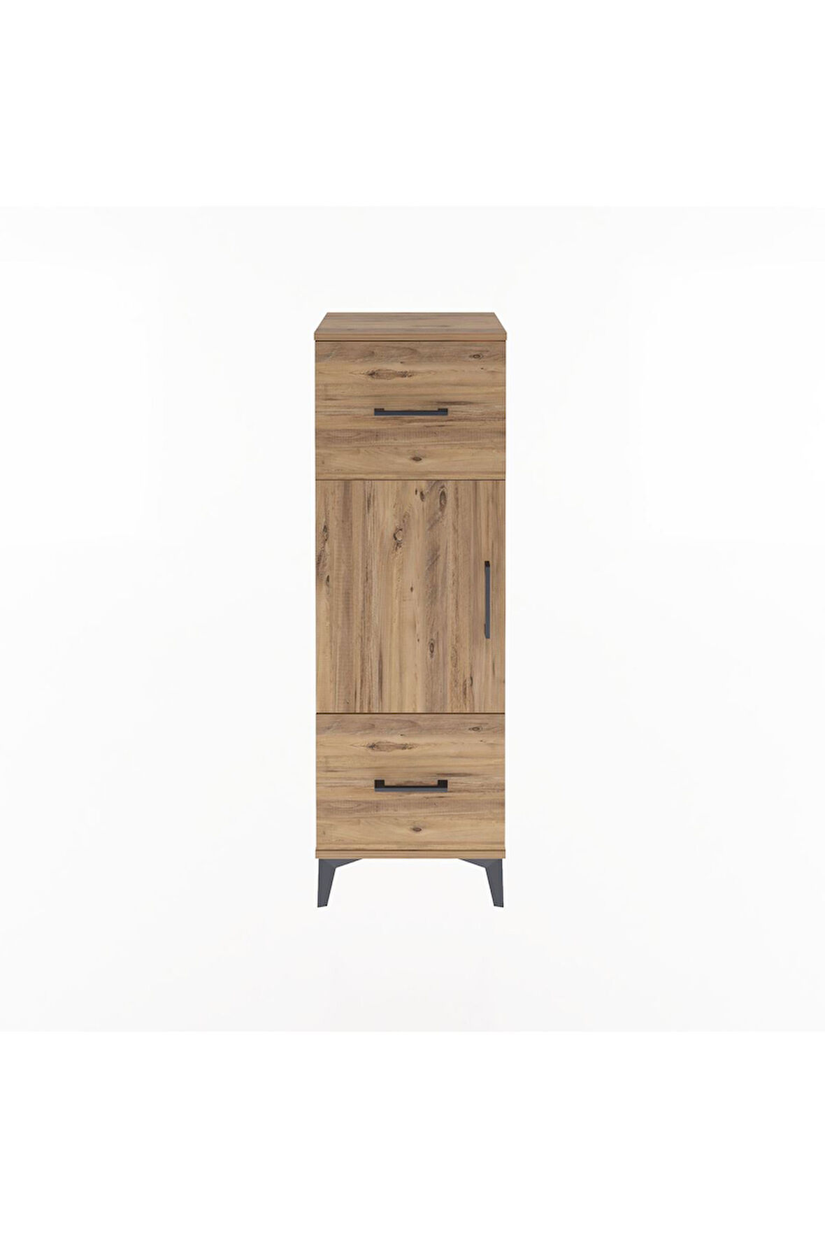 Arges Dolap 2 Raflı 2 Çekmeceli Tek Kapaklı 44x30x134 Çam-Çam