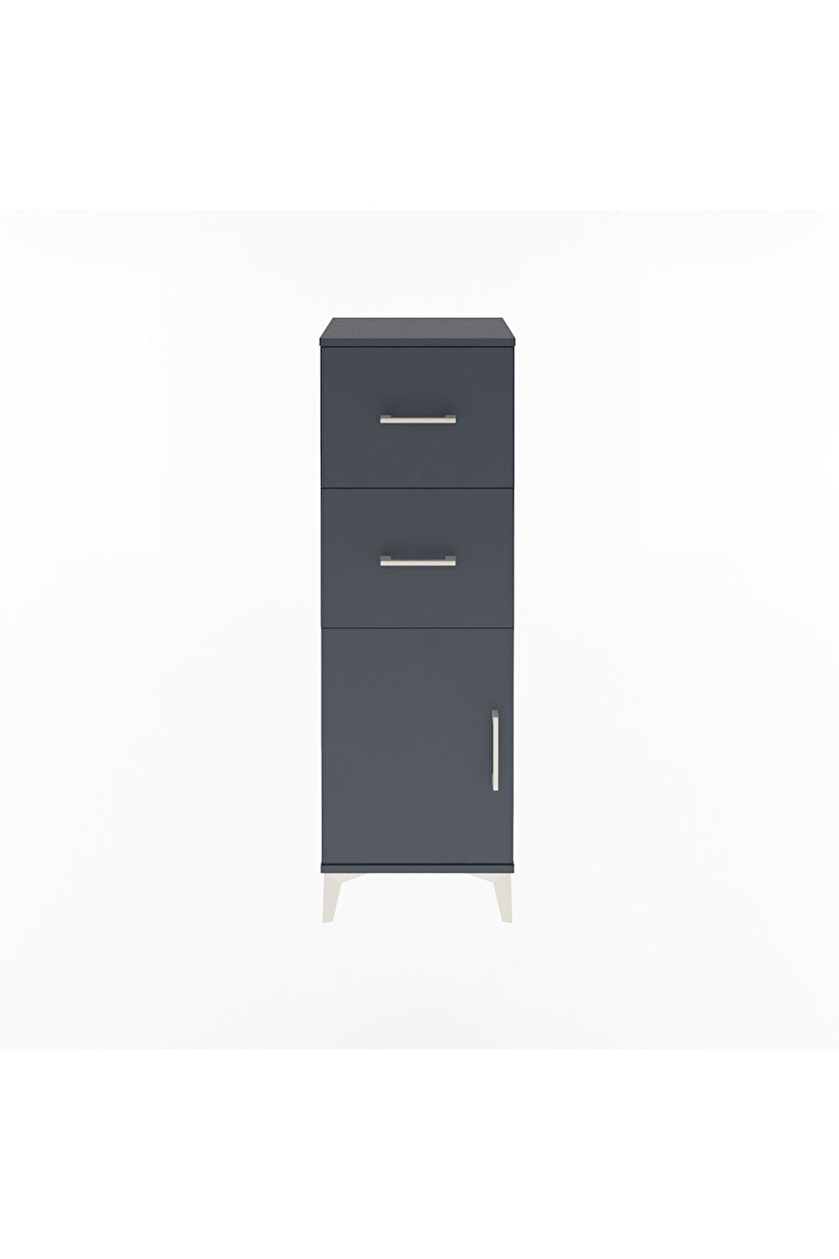 Arges Dolap Tek Raflı 2 Çekmeceli Tek Kapaklı 44x30x134 Antrasit-Antrasit