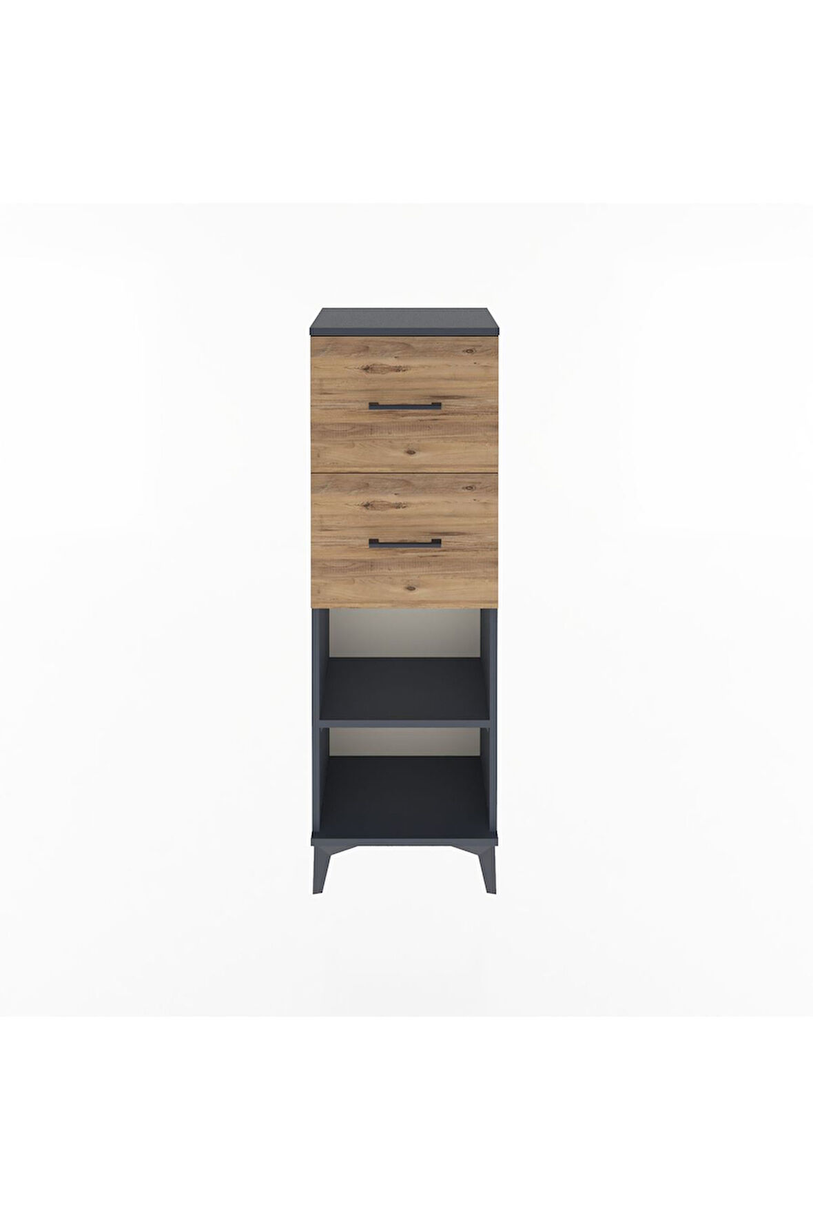 Arges Dolap Tek Raflı 2 Çekmeceli 44x30x134 Antrasit-Çam