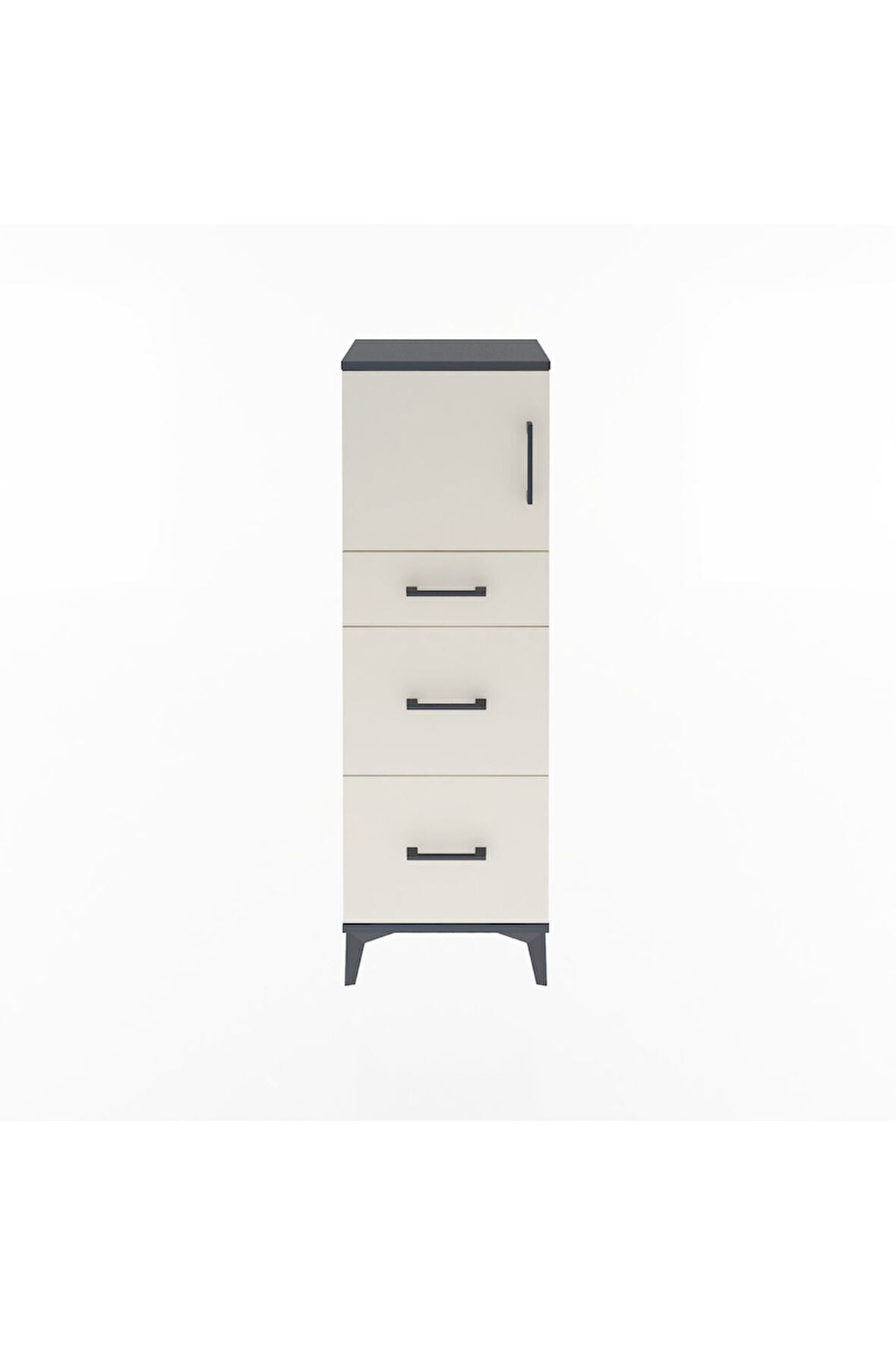Arges Dolap Tek Raflı 3 Çekmeceli Tek Kapaklı 44x30x134 Antrasit-Aytaşı