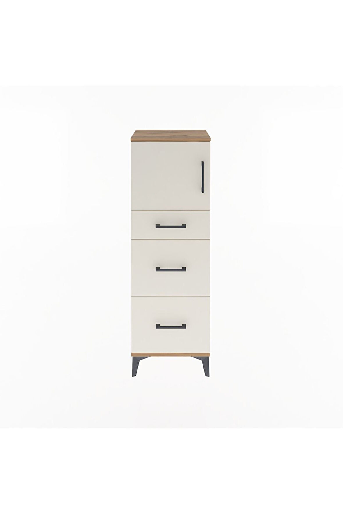 Arges Dolap Tek Raflı 3 Çekmeceli Tek Kapaklı 44x30x134 Çam-Aytaşı