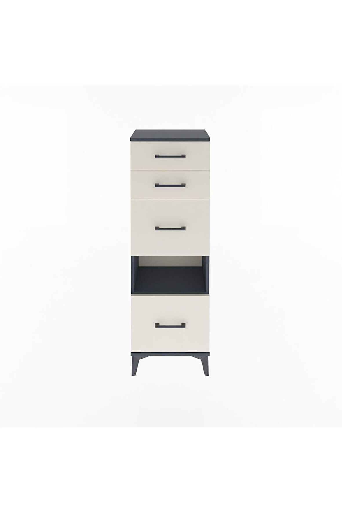 Arges Dolap Tek Raflı 4 Çekmeceli 44x30x134 Antrasit-Aytaşı