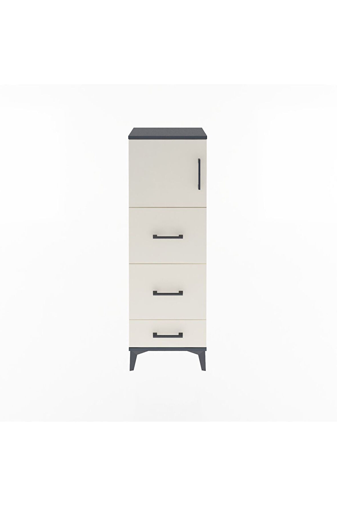 Arges Dolap Tek Raflı 3 Çekmeceli Tek Kapaklı 44x30x134 Antrasit-Aytaşı