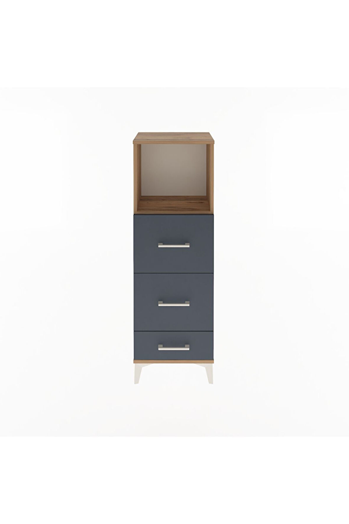 Arges Dolap Tek Raflı 3 Çekmeceli 44x30x134 Çam-Antrasit