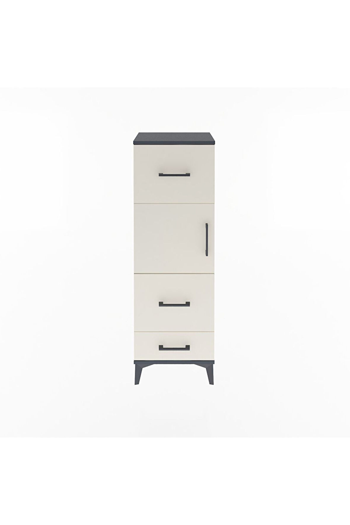 Arges Dolap Tek Raflı 3 Çekmeceli Tek Kapaklı 44x30x134 Antrasit-Aytaşı