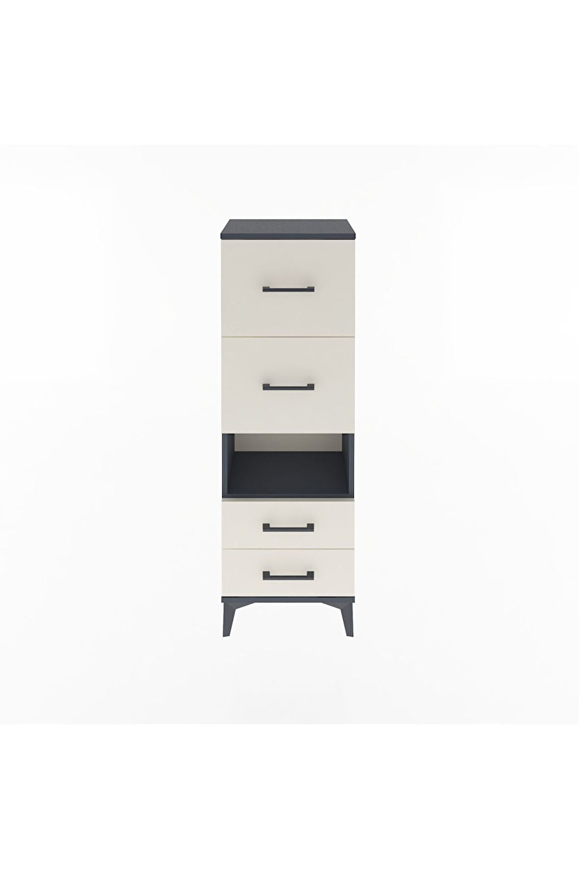 Arges Dolap Tek Raflı 4 Çekmeceli 44x30x134 Antrasit-Aytaşı